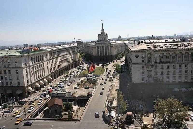 Sofia by Night: Panoramic City Tour and Folklore Dinner - National Palace of Culture and Vasil Levski Stadium in Borisova Garden